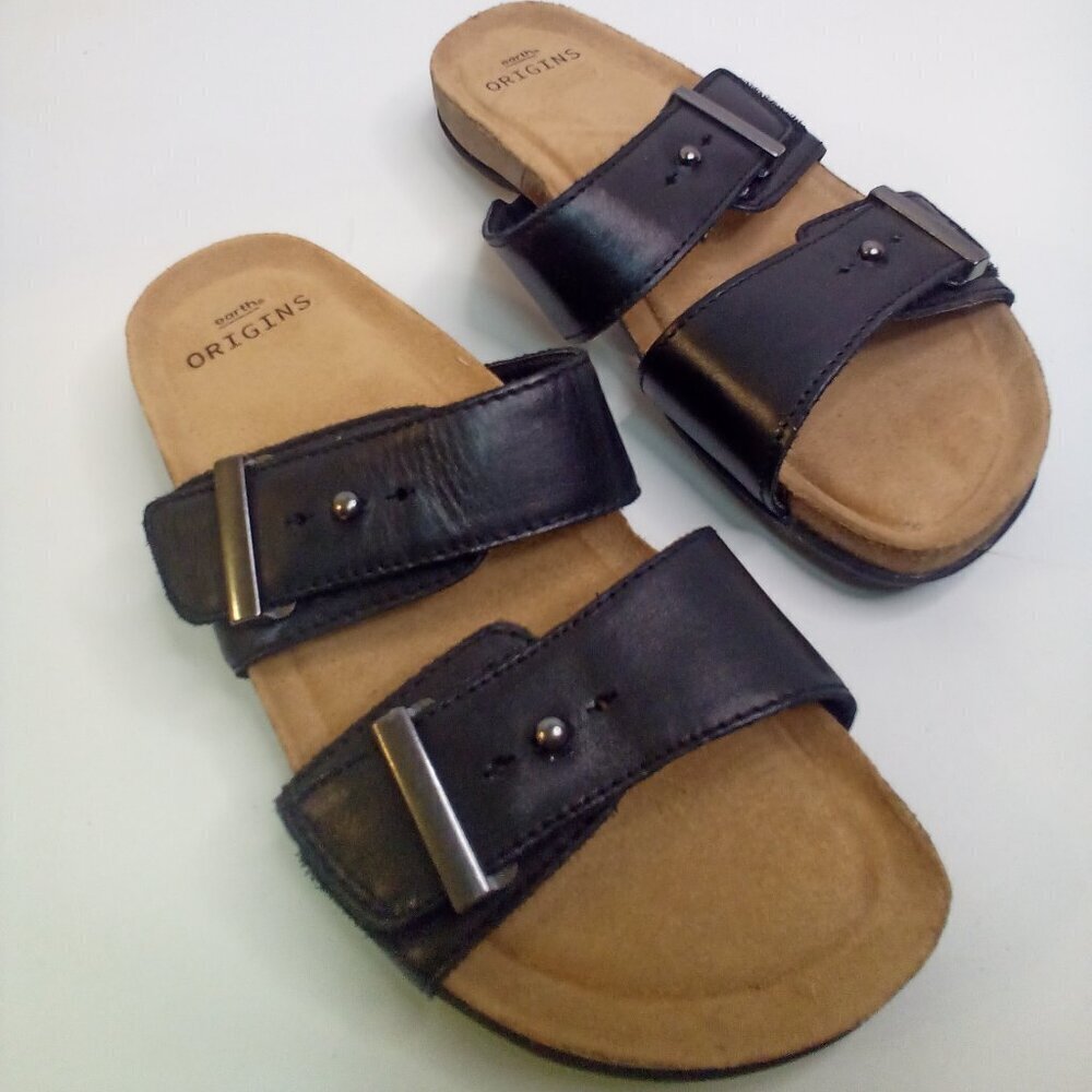 Earth Origins Sandals Slides Women 6.5 Buckle Adjustable Black